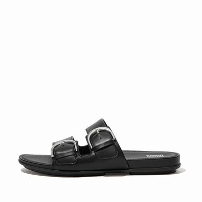 Fitflop Gracie Buckle Leather Slides - Sandalen Damen - Schwarz (QFG586120)